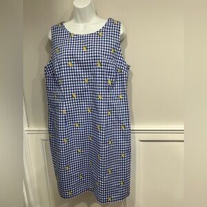 Talbots Lemons & Gingham Shift Dress